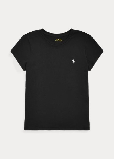 Playeras Polo Ralph Lauren Mujer Negros - Cotton Crewneck - VDROX1406